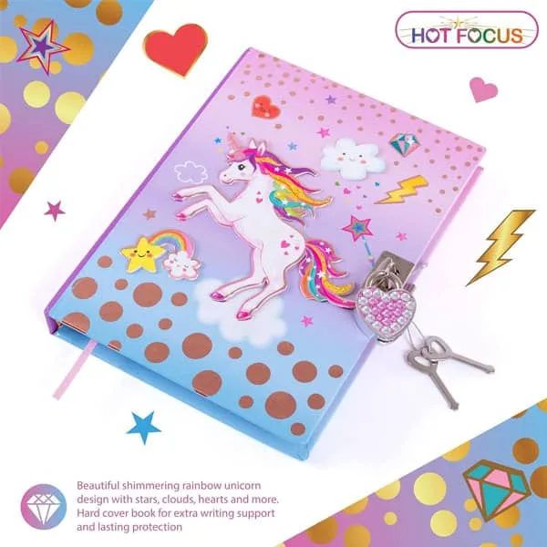 Hot Focus Unicorn Secret Diary with Lock - Image 3