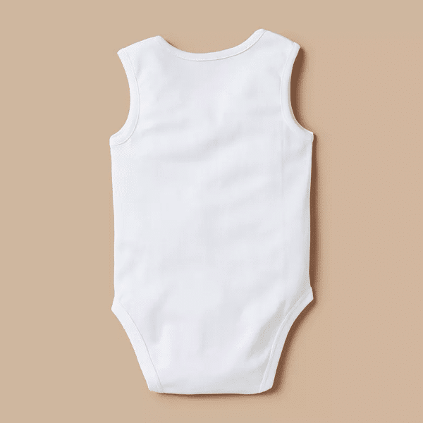 DNA 100% Cotton Sleeveless Bodysuit for Babies (White) - Image 2