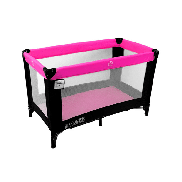 Rest & Play Travel Cot Playpen (Black/Pink)