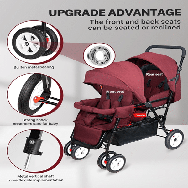 Double Stroller for Infant & Toddler with Accessories - Image 2