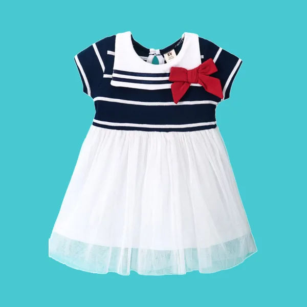 Toffy House Half Sleeves Frock With Print & Embroidery KD57 (3M - 36 Month)