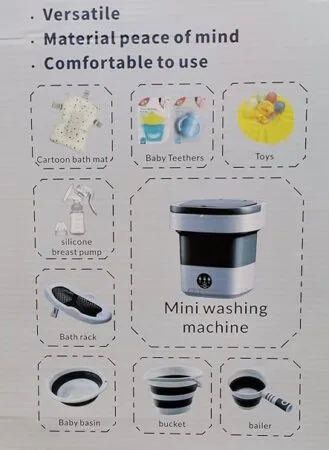 Popypapa 10-in-1 Foldable Baby Bathtub Set – Grey | Complete Infant Bathing Kit with Cushion, Safety Net, Collapsible Bucket & Care Accessories | Space-Saving Newborn Essentials