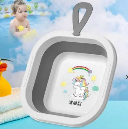 5-in-1 Foldable Baby Bathtub Set with Washbasin,Tub & Bucket for Kids - Image 4