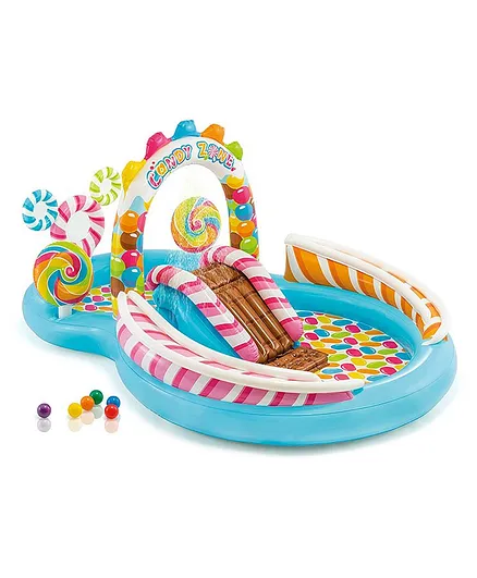 Intex Candy Zone Play Center Inflatable Kids Pool with Slide, Lollipops Ball Games, 3 Years+