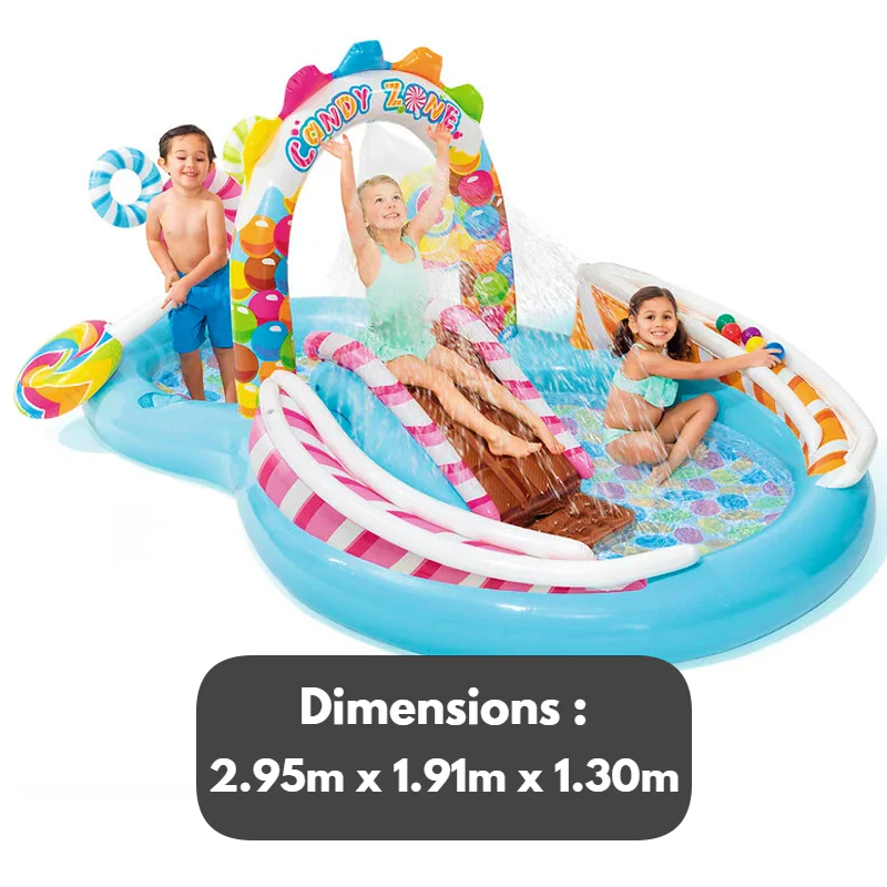 Intex Candy Zone Play Center Inflatable Kids Pool with Slide, Lollipops Ball Games, 3 Years+ - Image 2