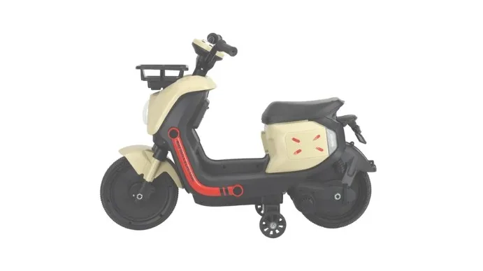 Baby Plus - Kids Electric Ride-On Scooter - Beige and black - Image 4
