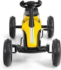 Kids Go Kart, 4-Wheel Pedal Powered Ride On Racer Car for Kids, Boys, Girls, Aged 3-8 (Yellow) - Image 3